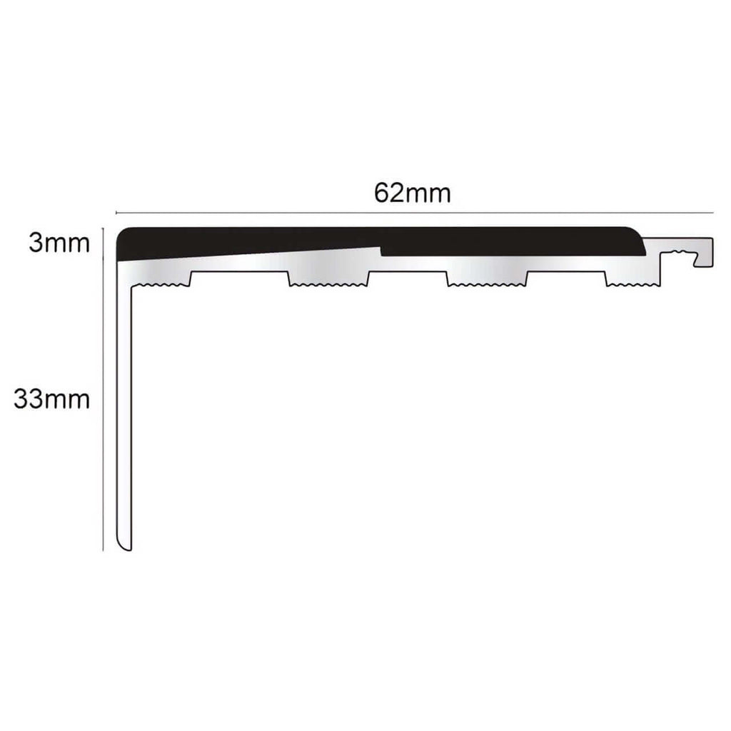 NXFS05 – 62 x 33mm Straight Aluminium Safety Stair Nosing
