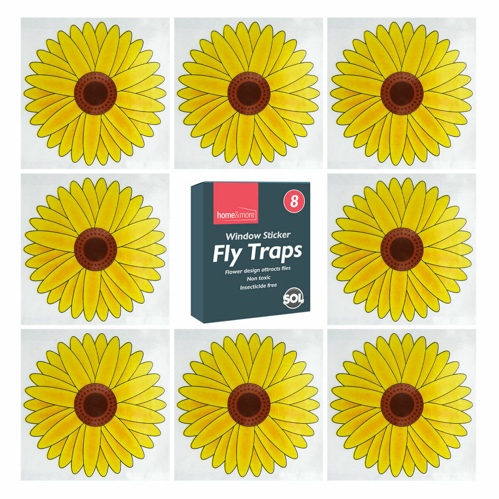 Window Sticker Fly Traps, Sunflower Design for Fruit Flies, Moth, Mosquitoes, Sticky Paper Indoor Catcher for Home Use