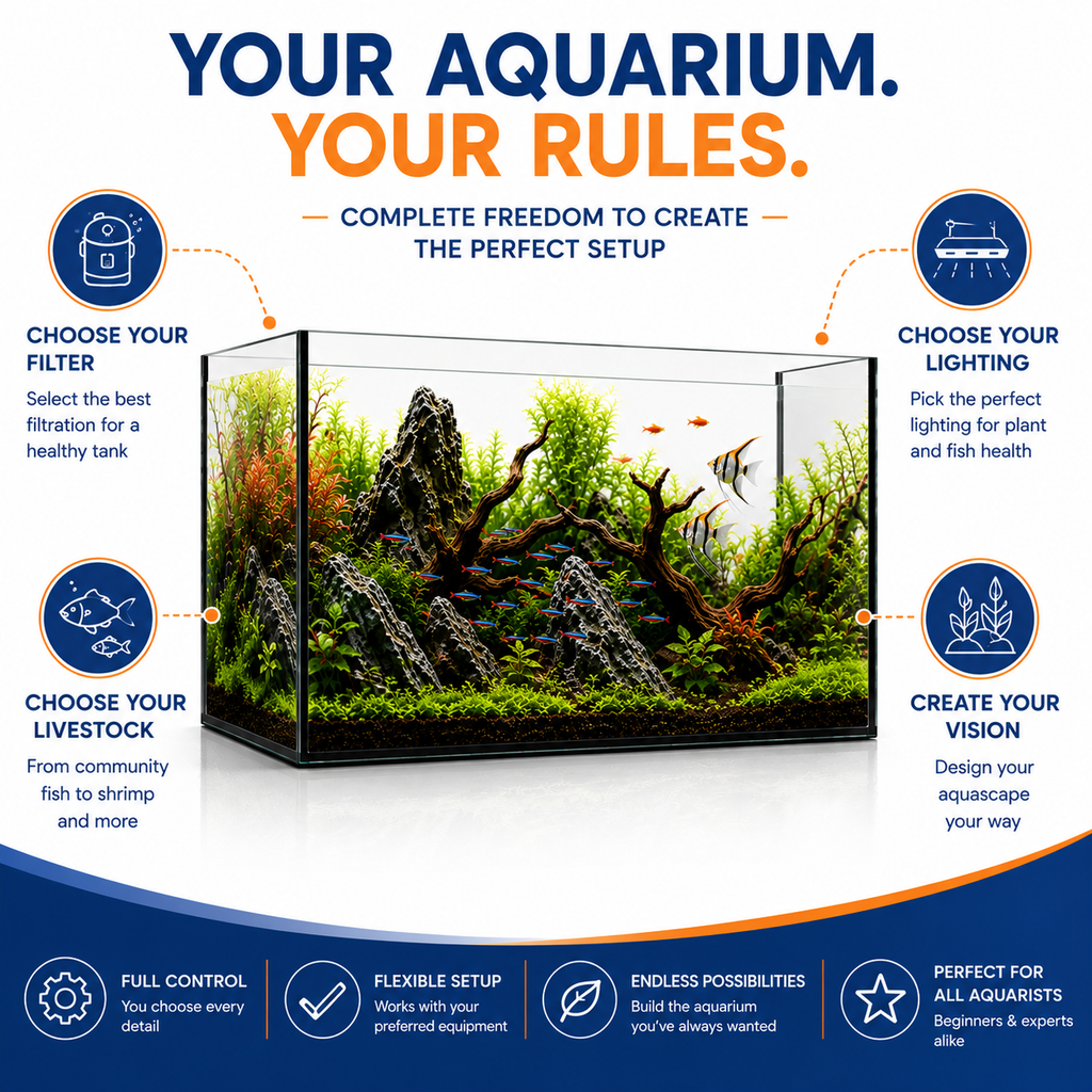 Aquael 45L Glass Aquarium Fish Tank 50x30x30cm, Black Silicone