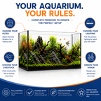Aquael 45L Glass Aquarium Fish Tank 50x30x30cm, Black Silicone