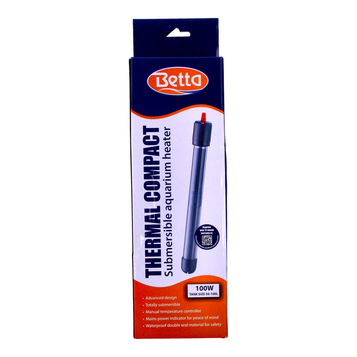 Betta 100W Submersible Aquarium Heater - 50-100 Litres