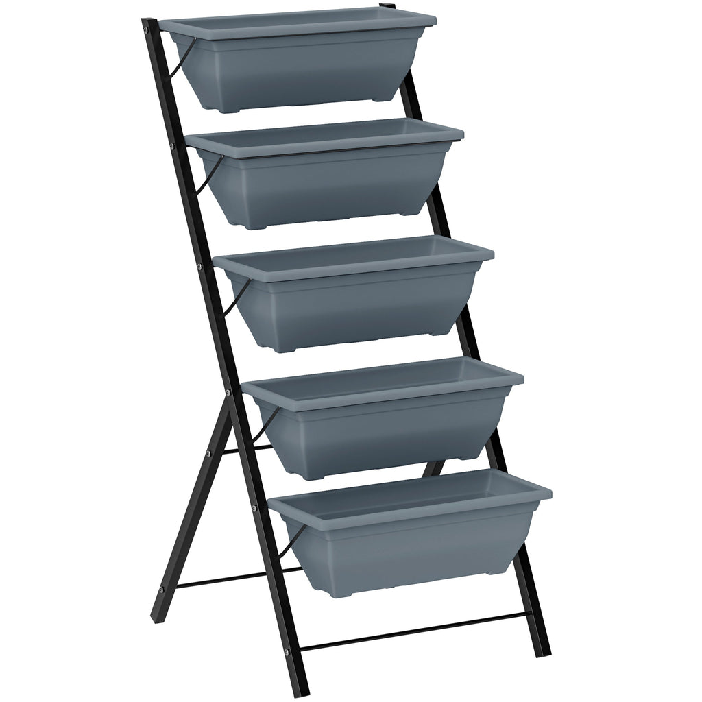 5-Tier Raised Garden Bed with 5 Planter Boxes, Grey
