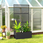 Metal Planter Box with Trellis Privacy Screen, Diamond Lattice