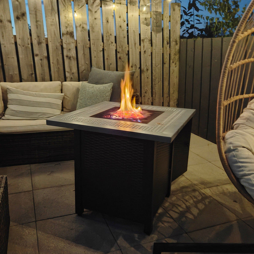 71 x 71 x 62 cm Gas Fire Pit Table, 40000 BTU, Black
