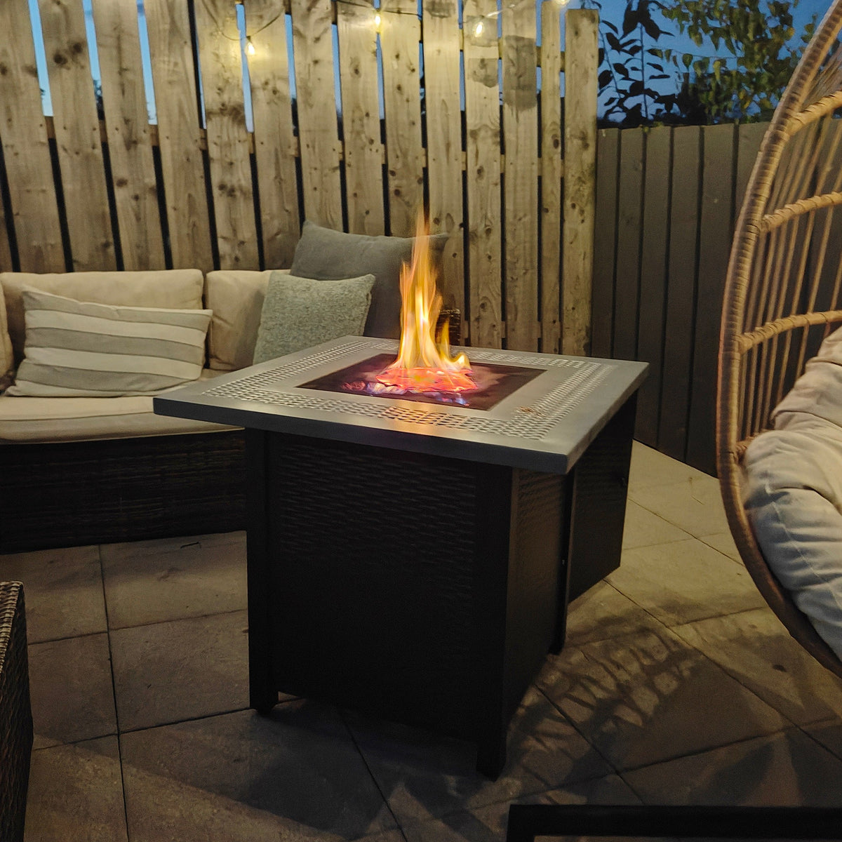 71 x 71 x 62 cm Gas Fire Pit Table, 40000 BTU, Black