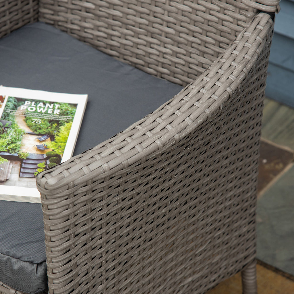 2 Piece PE Rattan Dining Chair Set with Cushions & High Back, Grey