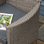 2 Piece PE Rattan Dining Chair Set with Cushions & High Back, Grey
