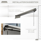 8' x 6.5' Retractable Awning with Manual Crank, 280gsm UV Resistant Fabric and Aluminum Frame, Light Grey