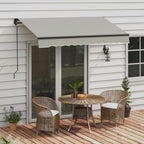 8' x 6.5' Retractable Awning with Manual Crank, 280gsm UV Resistant Fabric and Aluminum Frame, Light Grey