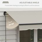 8' x 6.5' Retractable Awning with Manual Crank, 280gsm UV Resistant Fabric and Aluminum Frame, Light Grey