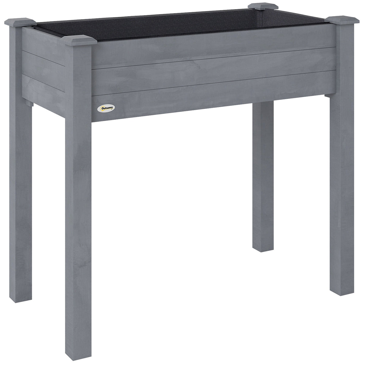 Wooden Elevated Planter Box with Liner for Garden Use