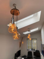 Oak Slice Trio Pendant Light | 3 Drop Kitchen Island & Dining Lighting UK