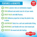 440 Assorted Fabric Plasters Breathable Flexible Adhesive FirstAid Wound Healing