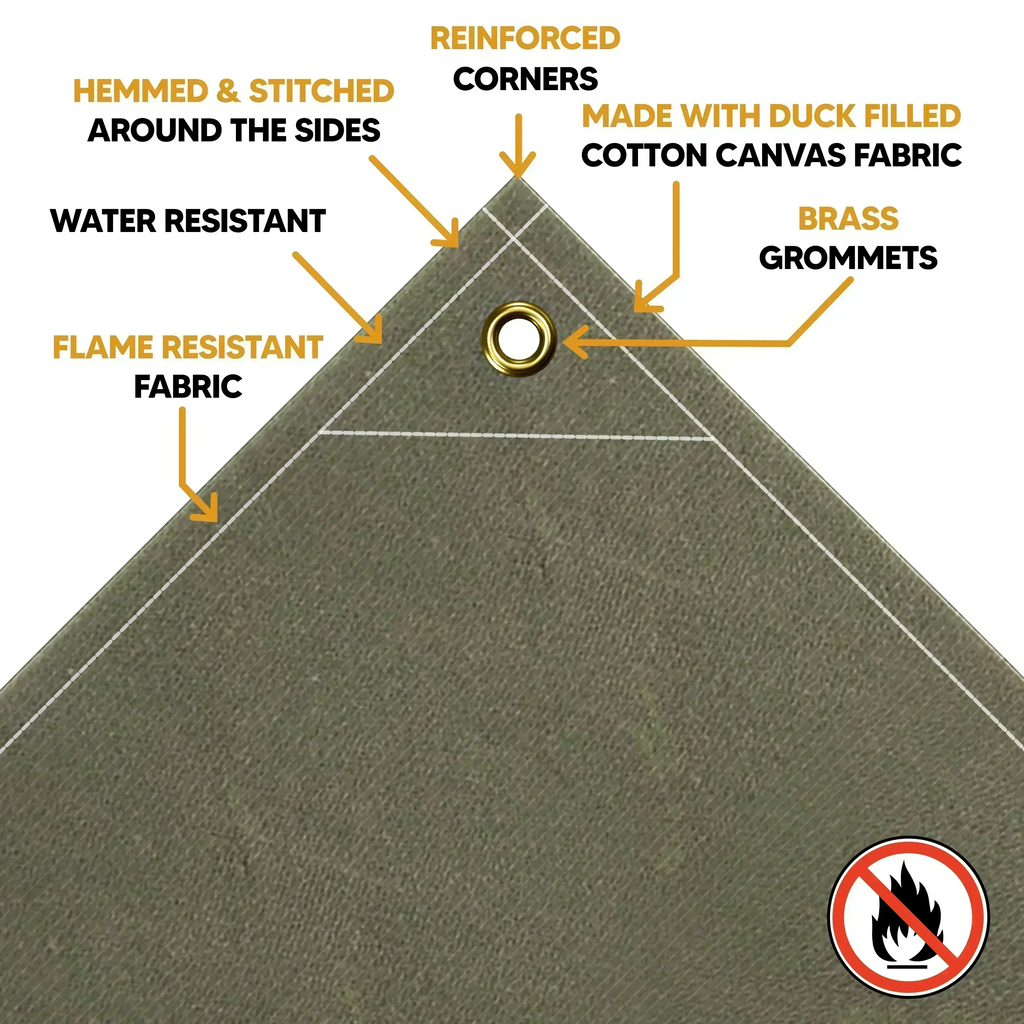 Fire Retardant Canvas Tarp 6' x 10'