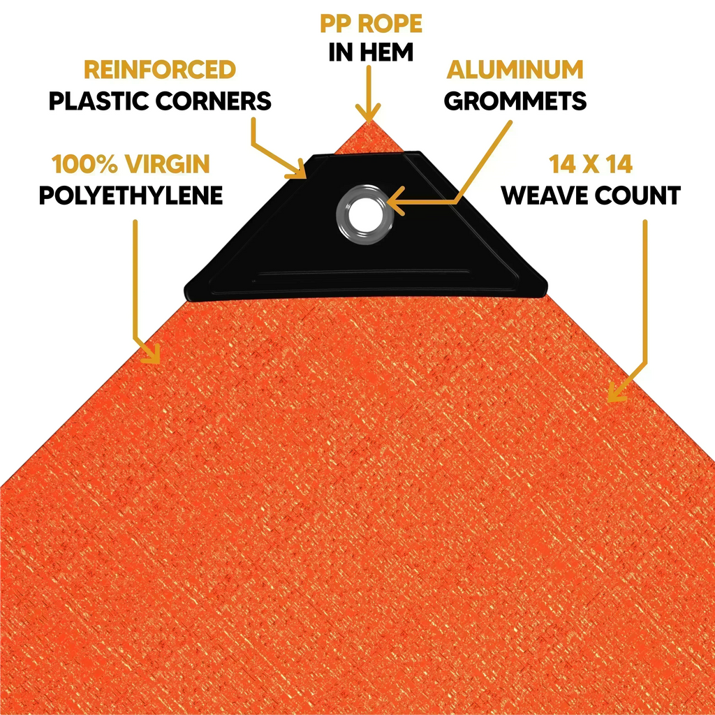 Orange Poly Tarp 8' x 10' - Case of 12
