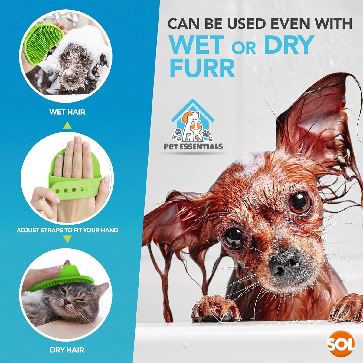Dog Grooming Mitt Glove Brush Cat Hair Remover Deshedding