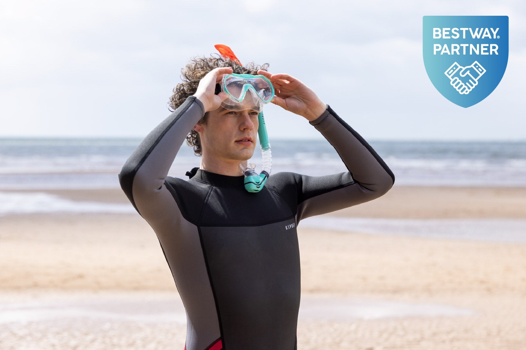 Adult Single Lens Snorkel Set - Aqua
