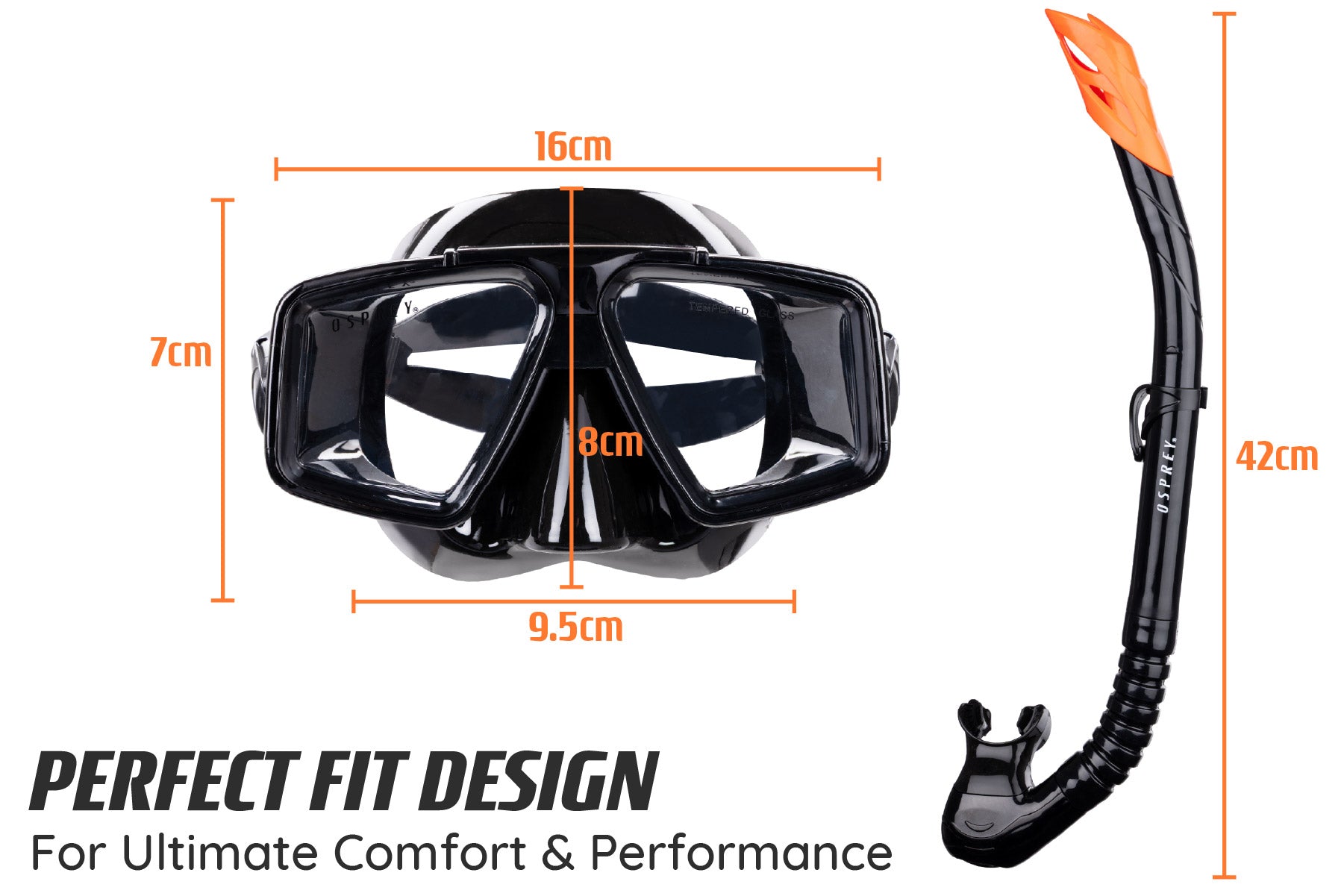 Adult Split Lens Snorkel Set - Black
