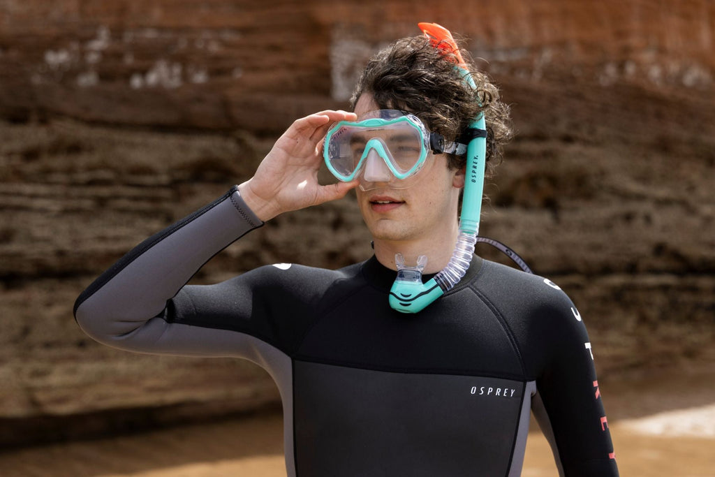 Adult Single Lens Snorkel Set - Aqua