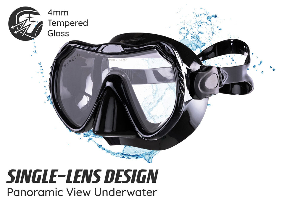 Adult Single Lens Snorkel Set - Black