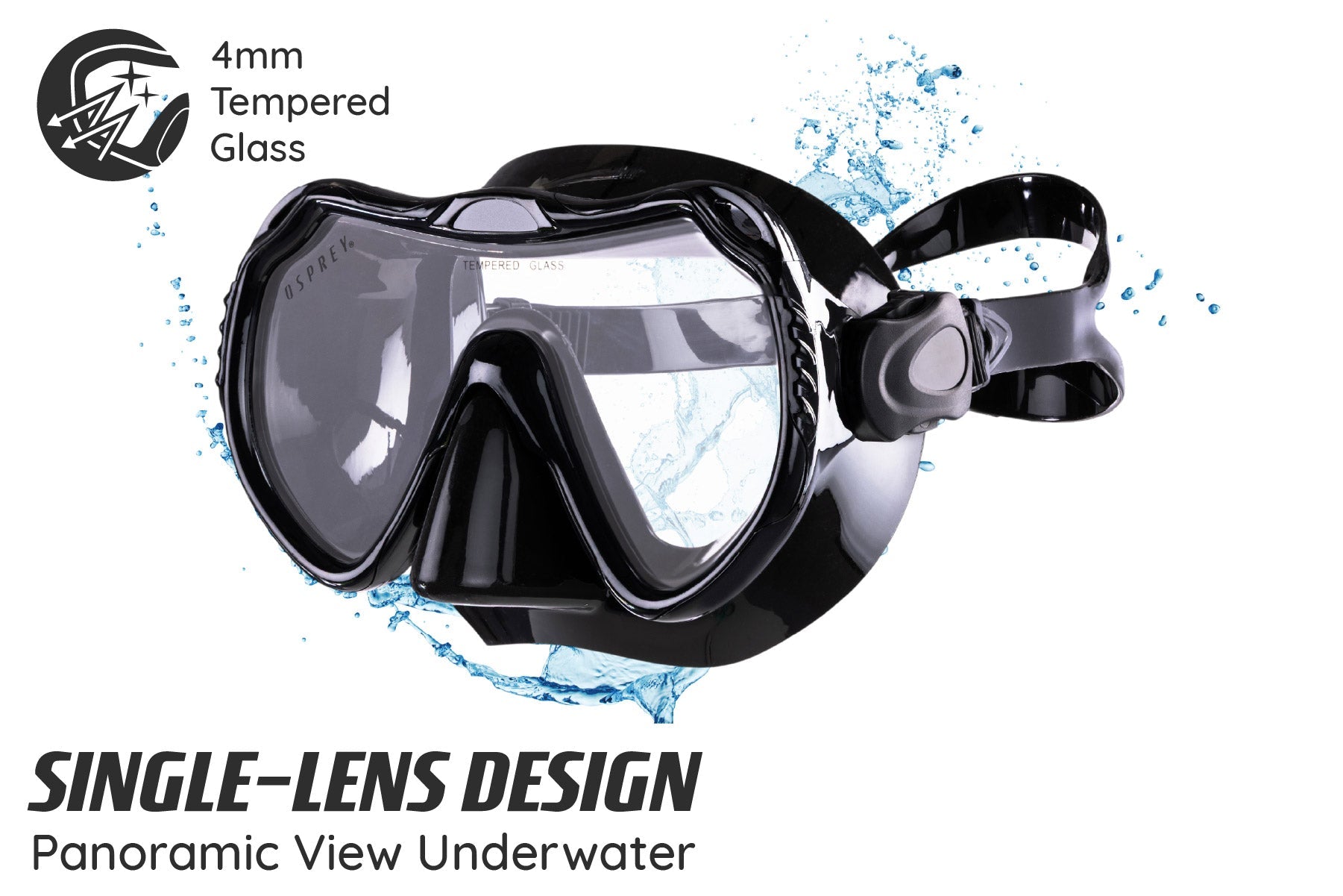 Adult Single Lens Snorkel Set - Black