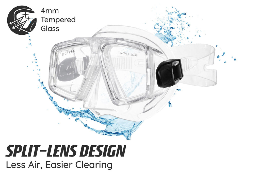 Adult Split Lens Snorkel Set - Clear