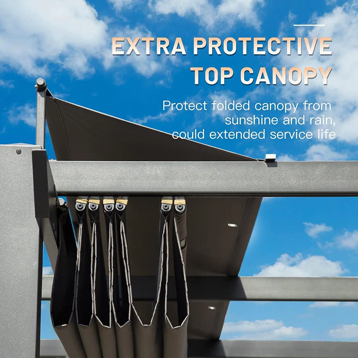 Alora Outdoor Aluminum Pergola with Retractable Canopy Roof