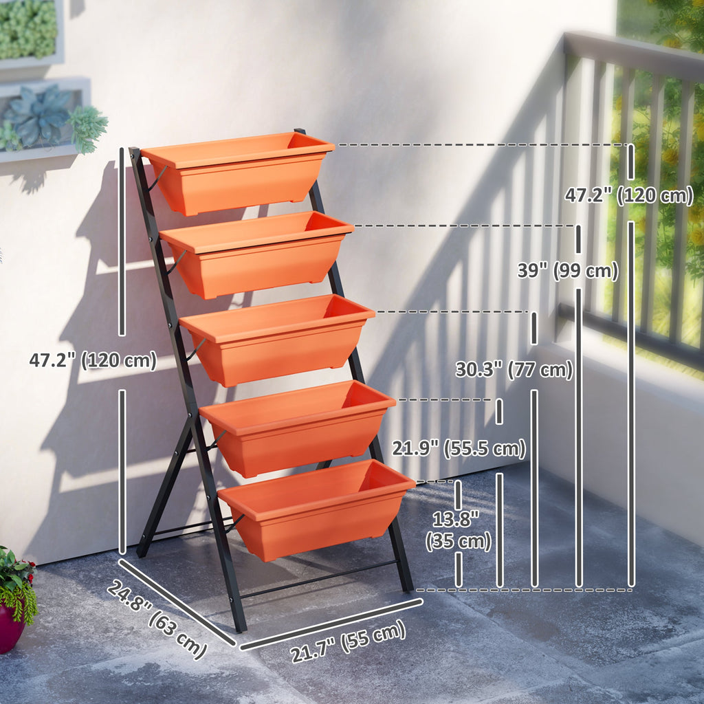 5-Tier Raised Garden Bed with 5 Planter Boxes, Red