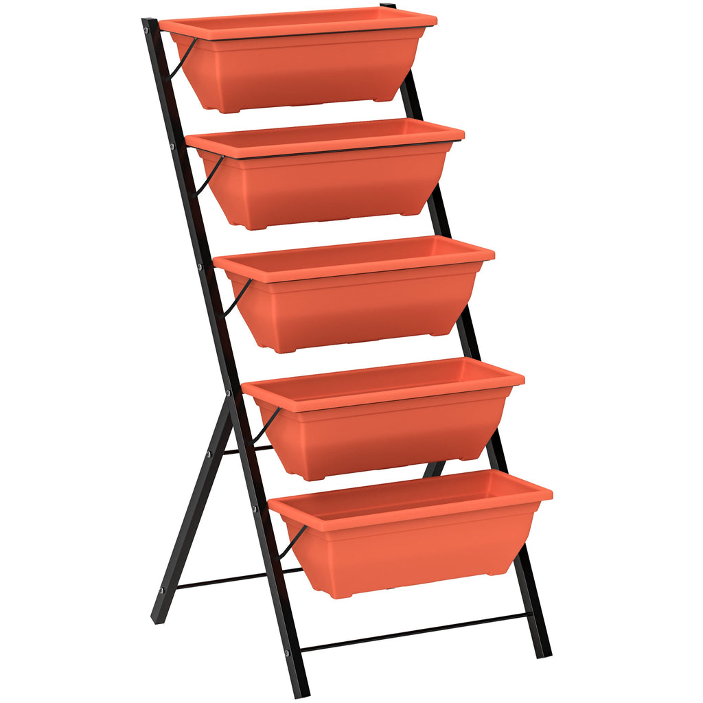 5-Tier Raised Garden Bed with 5 Planter Boxes, Red