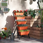 5-Tier Raised Garden Bed with 5 Planter Boxes, Red