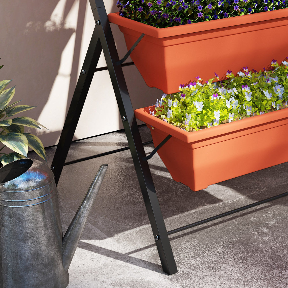 5-Tier Raised Garden Bed with 5 Planter Boxes, Red