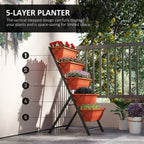 5-Tier Raised Garden Bed with 5 Planter Boxes, Red