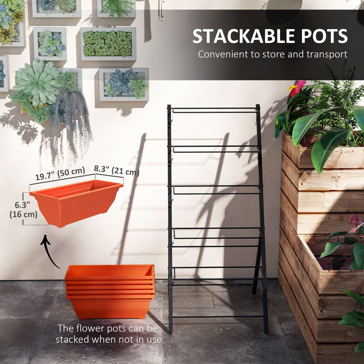 5-Tier Raised Garden Bed with 5 Planter Boxes, Red