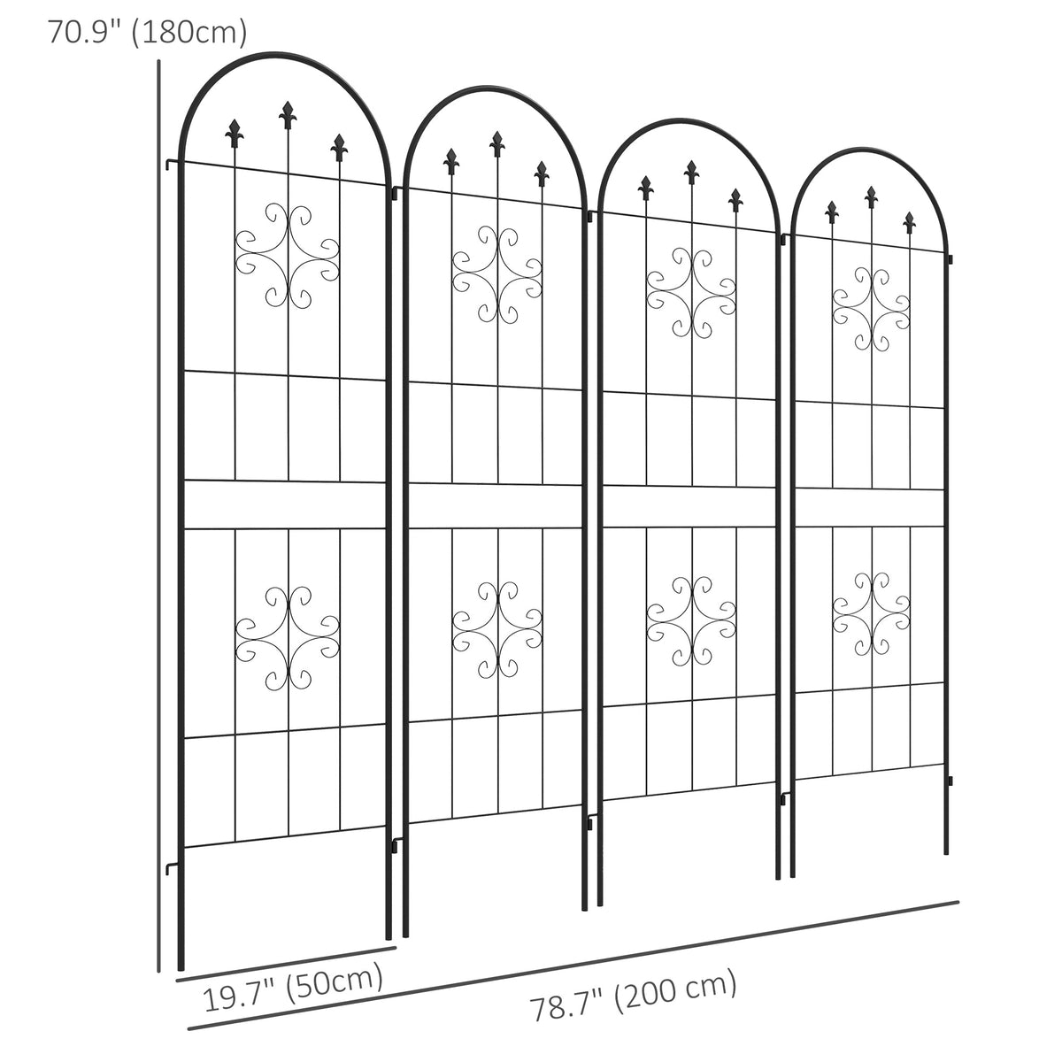 4-Pack 20" x 71" Metal Garden Trellis with Arrow Design