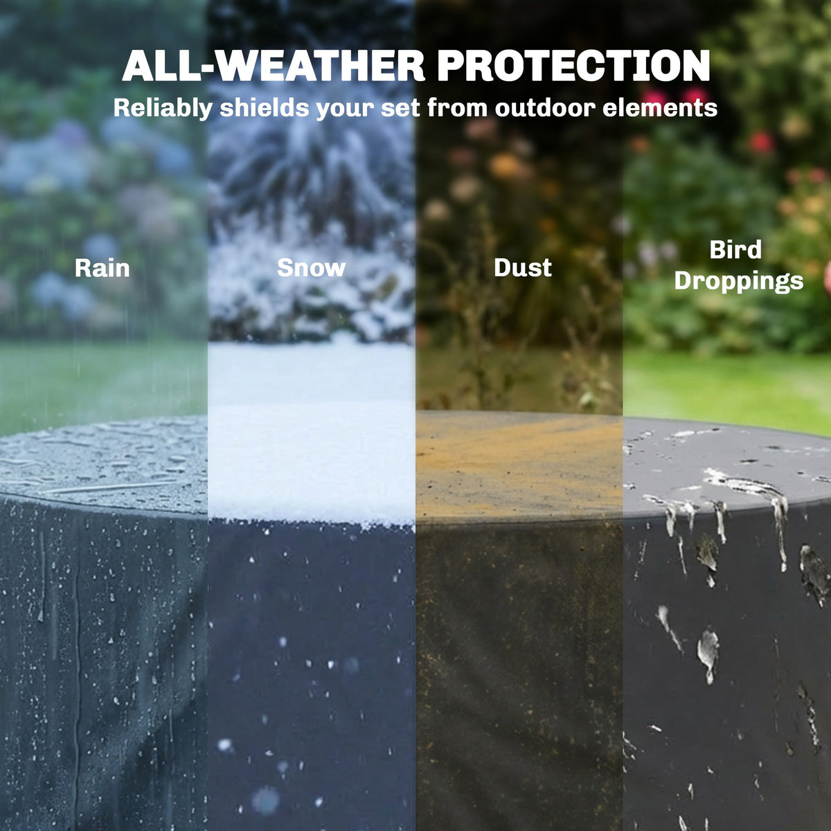 Outsunny Round Garden Furniture Cover, Waterproof Garden Table Cover, 420D Heavy Duty Oxford for Outdoor, Dia.214 x 70 cm, Black