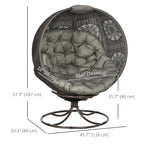 Patio Egg Chair with Swivel Base, Foldable Basket Chair w/ Cushion & Cup Holder, Sand