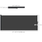 13' x 5' Retractable Side Awning, Full Cassette Privacy Screen, Black
