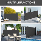 13' x 5' Retractable Side Awning, Full Cassette Privacy Screen, Black