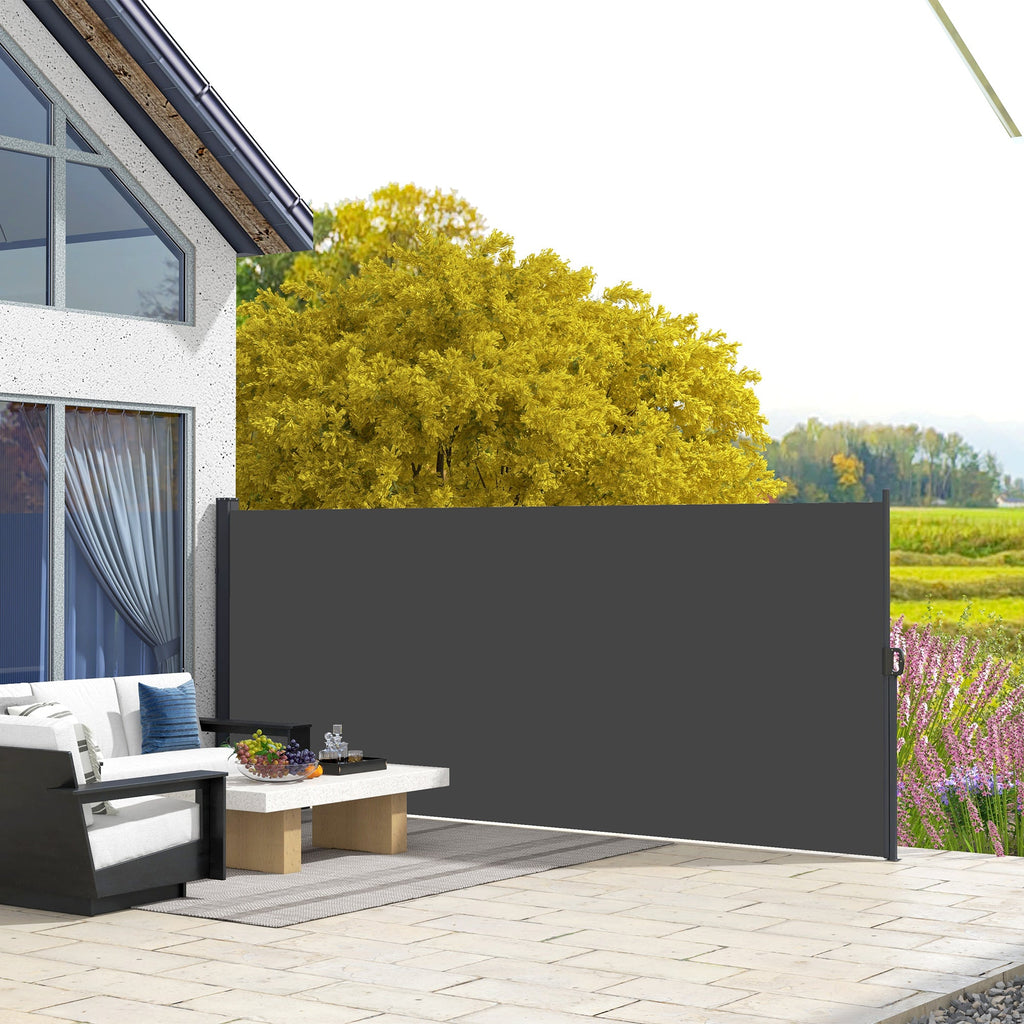 13' x 5' Retractable Side Awning, Full Cassette Privacy Screen, Black