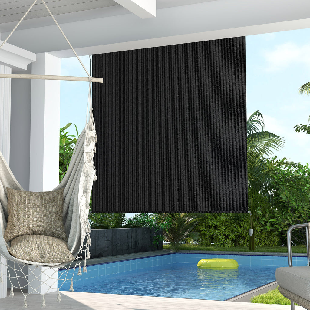 6'W x 6'H Roller Shades for Porch Balcony Gazebo, Black