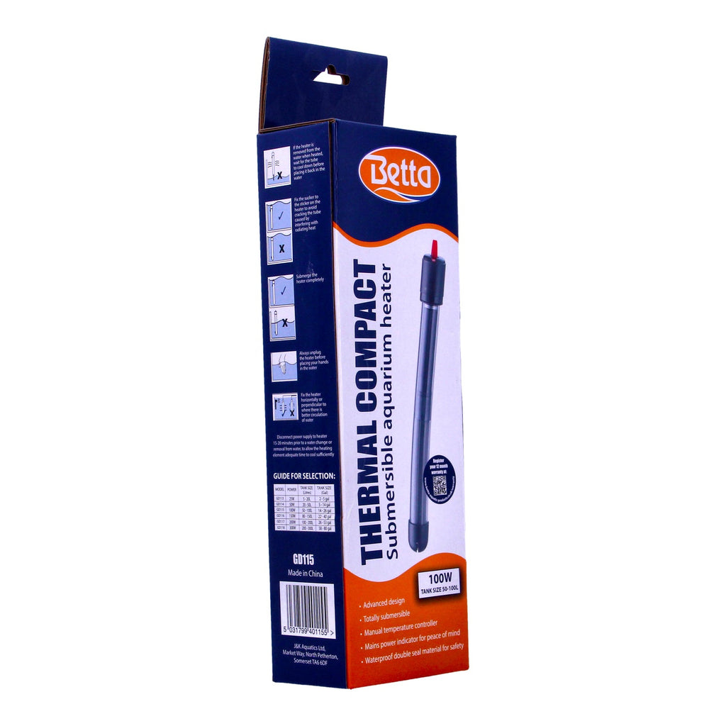 Betta 100W Submersible Aquarium Heater - 50-100 Litres