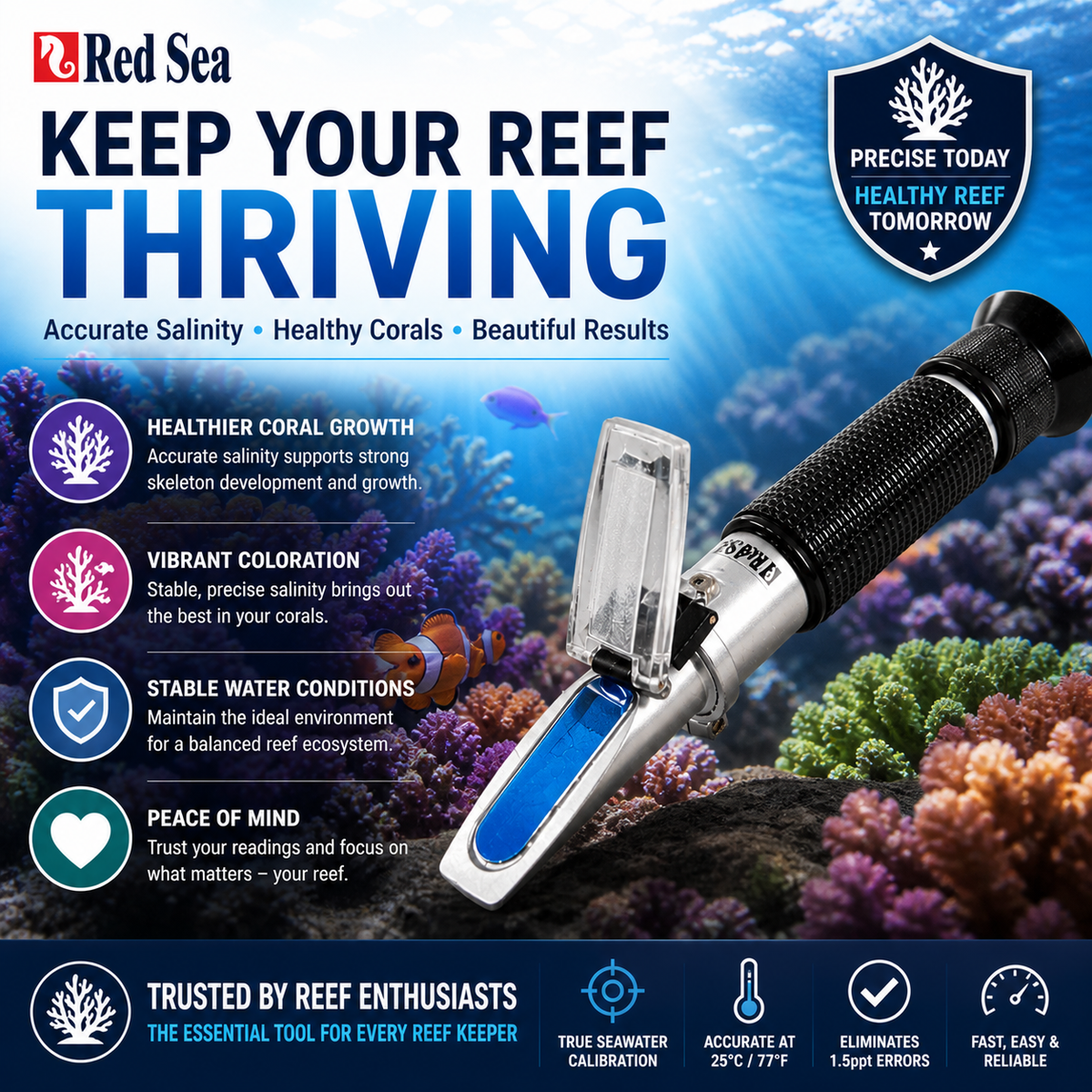 Red Sea Seawater Refractometer - Accurate Salinity Measure