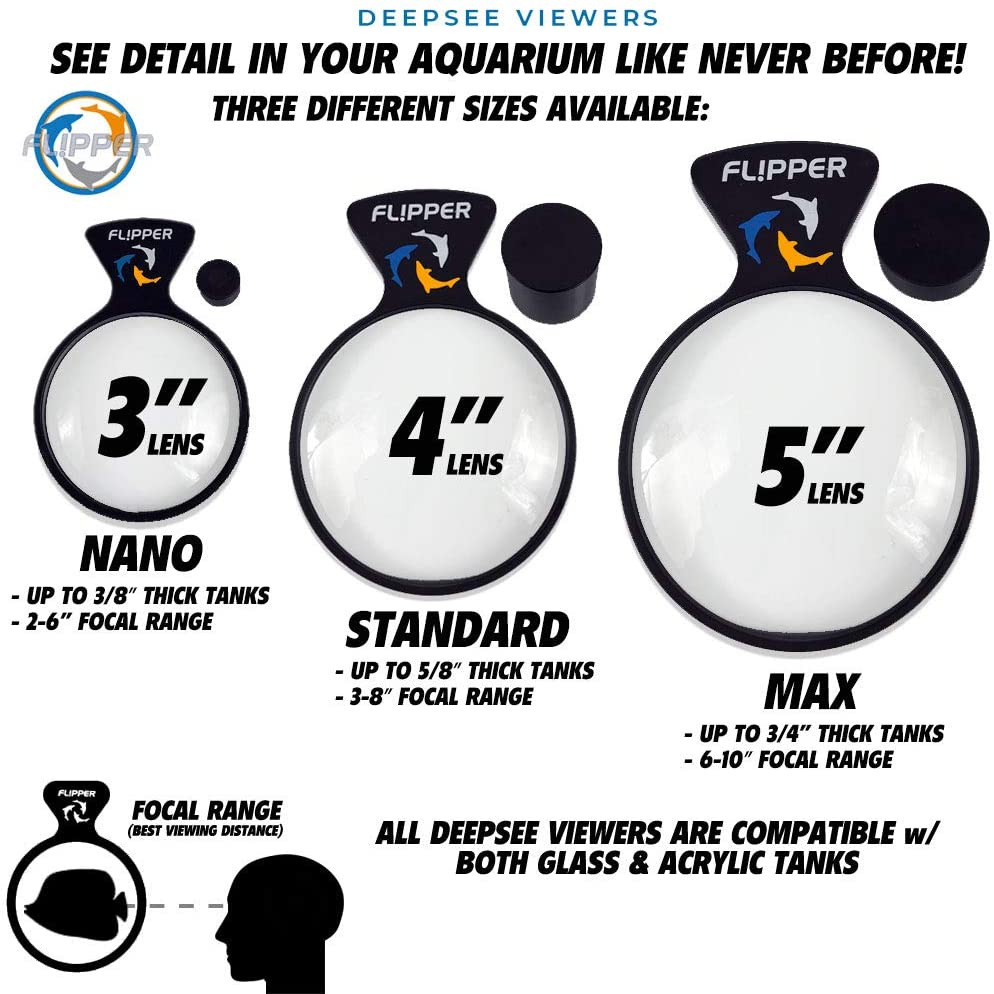 Flipper Deepsee Magnetic Aquarium Viewer: 3", 4", 5" Lens Set
