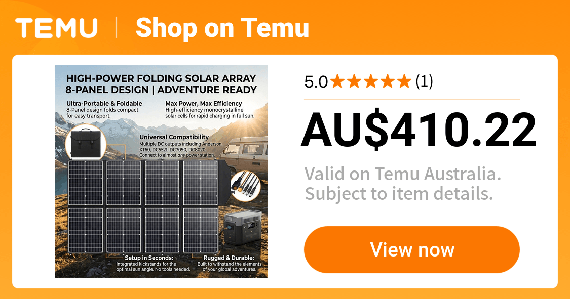 400W Foldable Monocrystalline Solar Panel – 8-Panel Portable Camping & Caravan Solar Kit