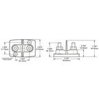 Blue Sea Dual 5/16"-16 Stud PowerPost Connector (No Insulators)