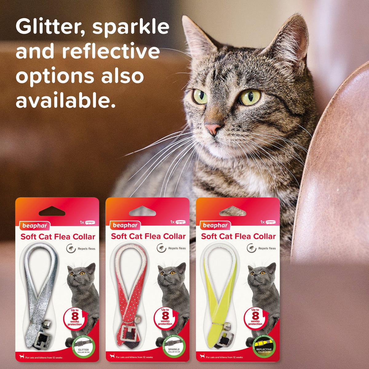 Beaphar Cat Flea Collar with Safety Elastic & Bell