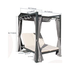 Alora Aluminum Outdoor Patio Daybed with Retractable Canopy and Double Chaise Lounge