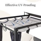 Alora Aluminum Outdoor Patio Daybed with Retractable Canopy and Double Chaise Lounge