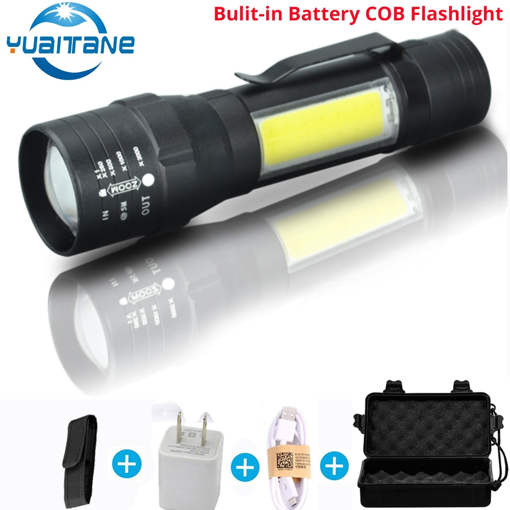 T6 / COB Tactical Military LED Flashlight - With Charger