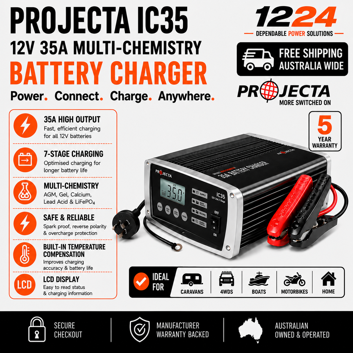 Projecta IC35 35A Intelligent Multi-Chemistry Battery Charger